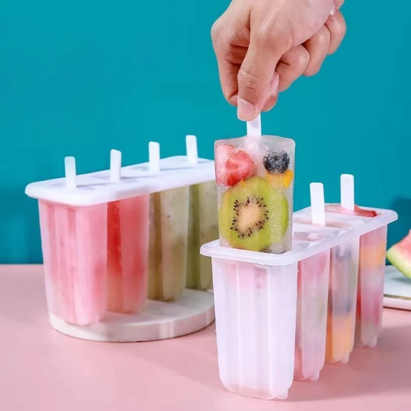 New#4 Cell Ice Cream Popsicle Mold DIY Ice Cream Machine Homemade Summer Children Ice-lolly Mold Ice Tray Kitchen Gadgets