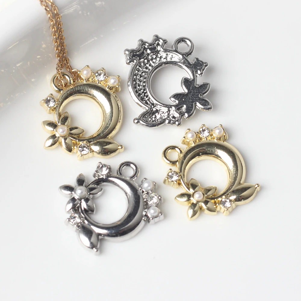 

10pcs Fashion Moon Flower Shape Charms Pendant Jewelry Making Accessories Handmade DIY Bracelet Earrings Necklace Ornament Gifts