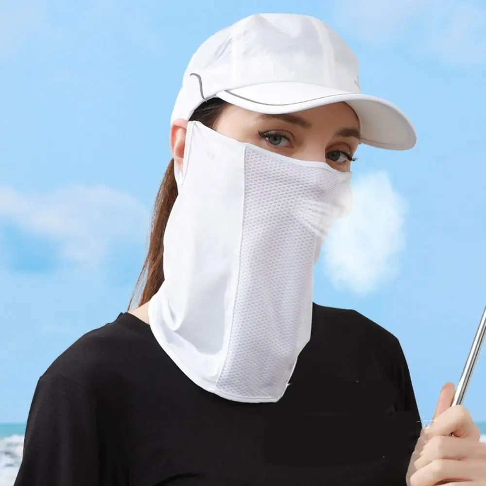

Solid Color Ice Silk Mask Sun Proof Bib Summer Face Scarves Sunscreen Face Scarf Hanging Ear Face Shield Face Cover Riding