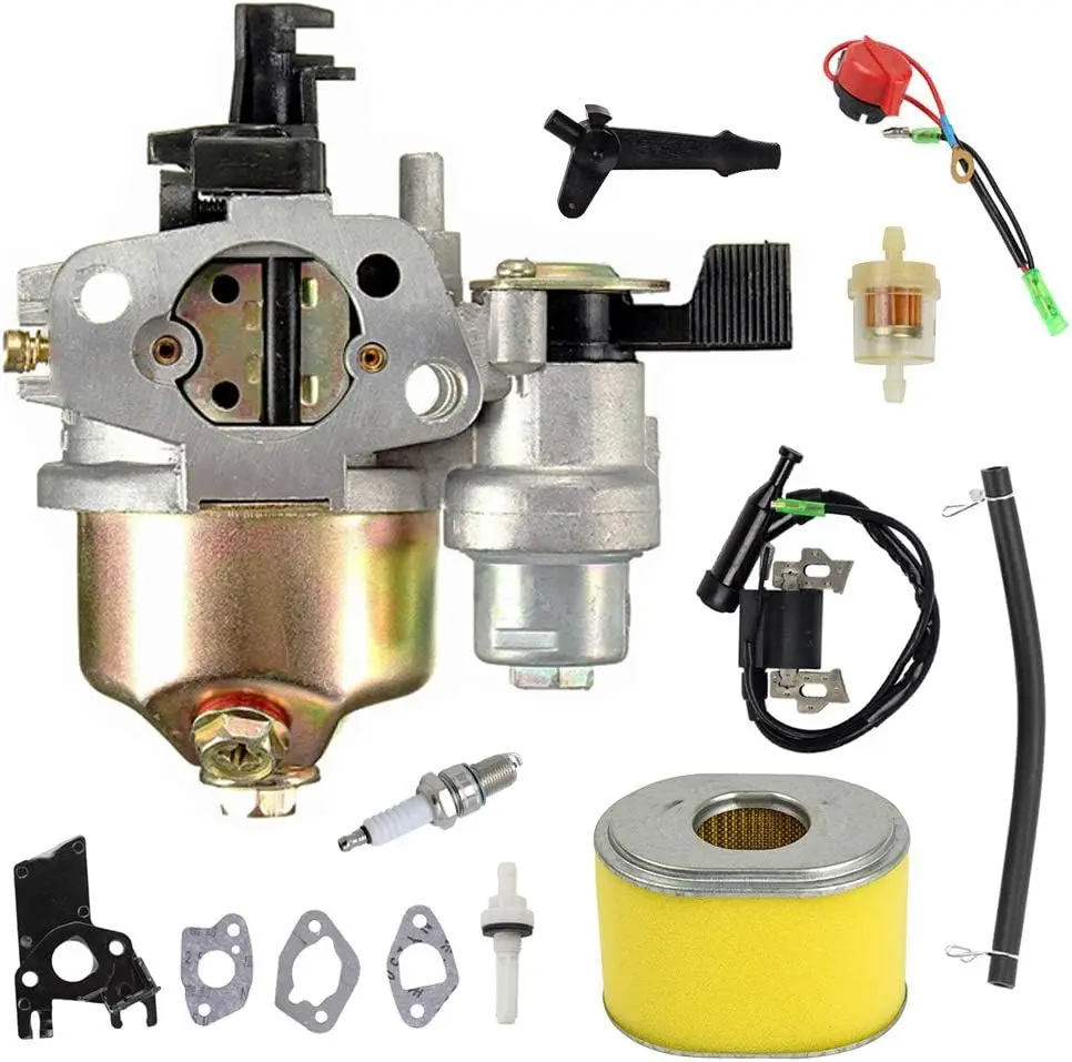 GX160 Carburetor+Ignition Coil Air Filter Kit Compatible with GX168 5.5hp 6.5hp Small Engine Generator Lawn Mower Motor Replaces