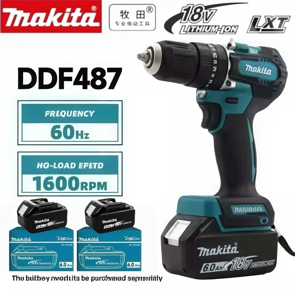 

Factory Authentic Makita 18V DDF487 13mm Power Drill Combo Set Including 6Ah Li-ion Battery and Special Charger