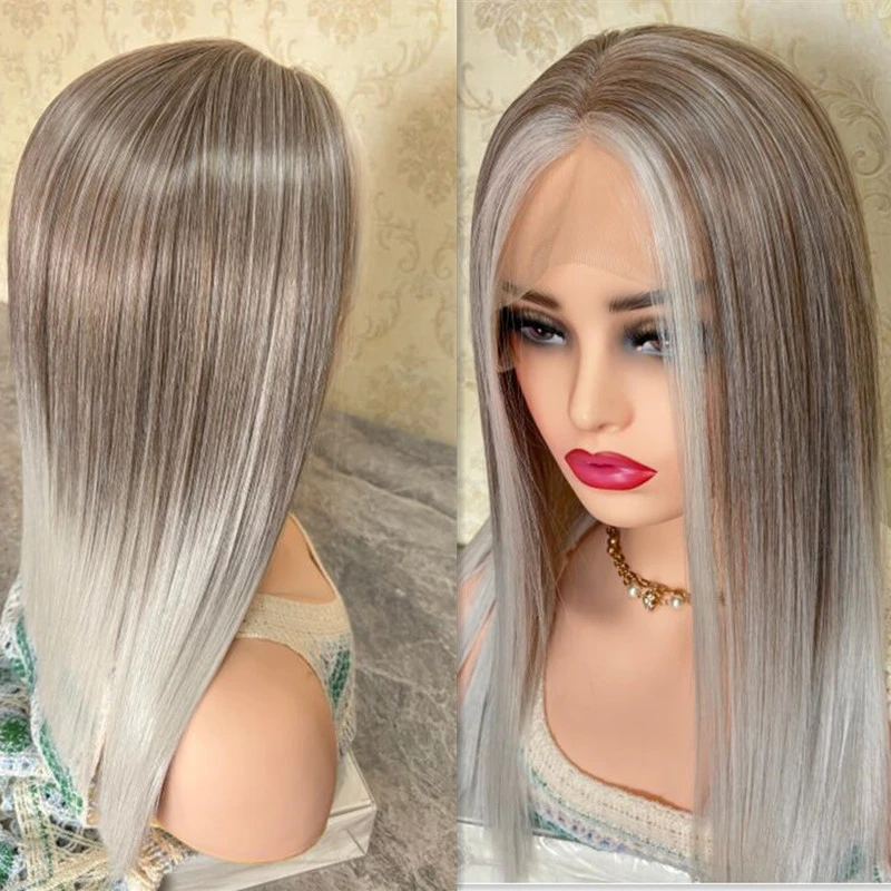 Natuurlijke Vrouwen Pruiken Synthetische Kant Voorkant Pruik 13X4 Korte Bob Pruiken Glueless Ombre Blonde Rechte Hoge Kwaliteit Pruiken Cosplay Verkoop