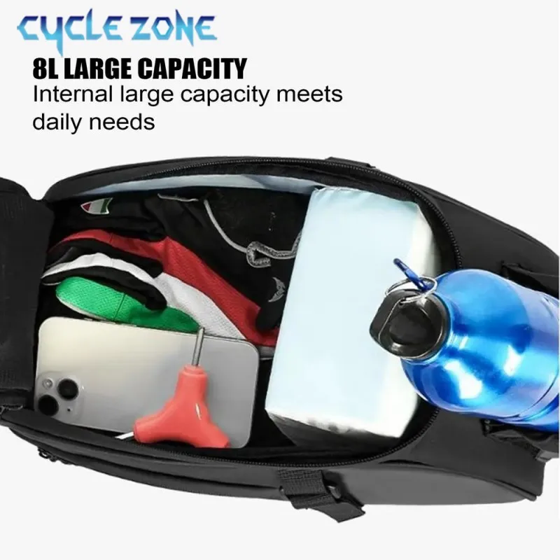 Bike Trunk Bag Large Capacity Bicycles Rack Seat Bags Reflective Outdoor Cycling Rear Rack Bag Multi-Purpose Bike Luggage Bags