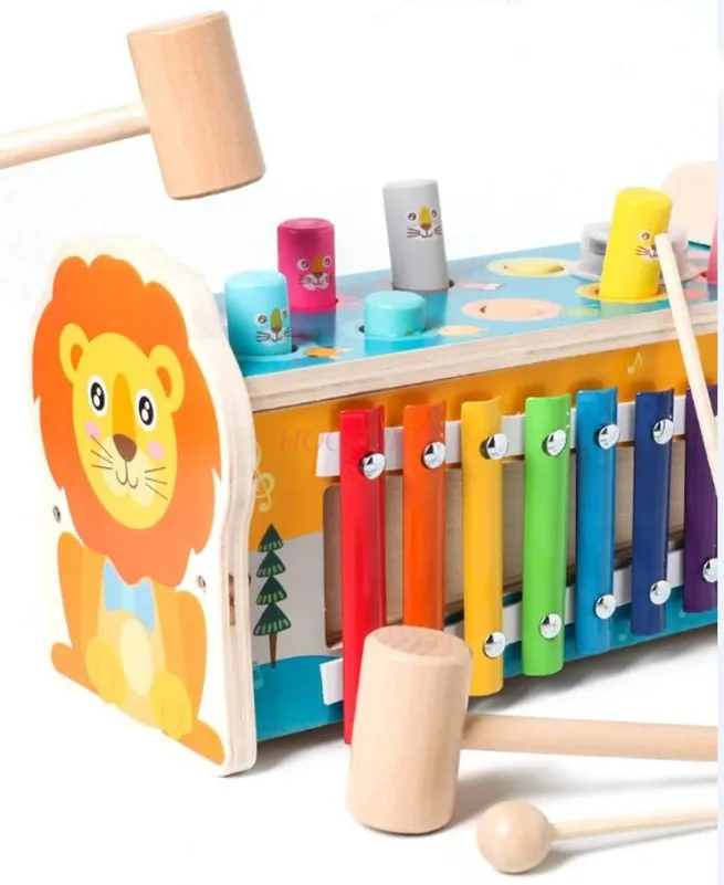 Houten multifunctioneel leeuw- en grondmuisspel, nauwkeurige tikkende actietraining voor puzzelspeelgoed voor het vroege onderwijs van kinderen