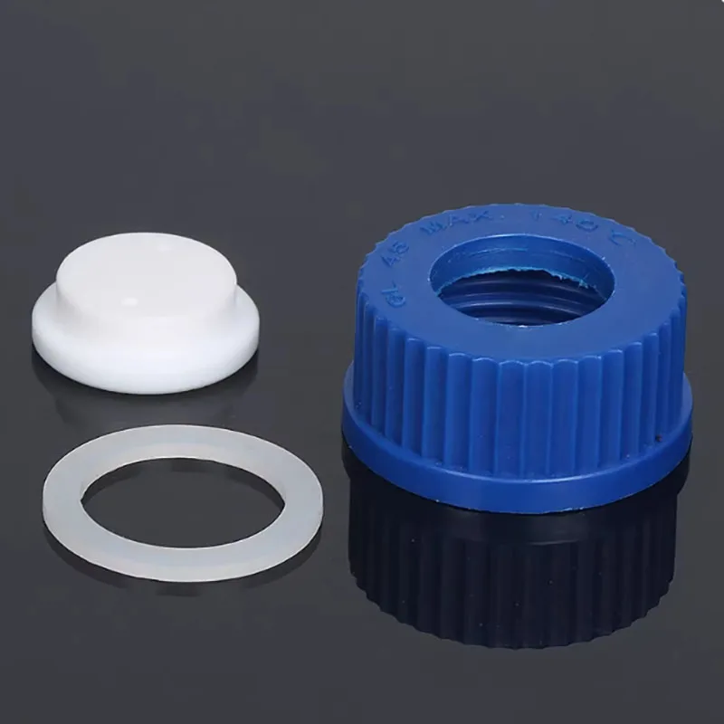 

3PCS Liquid phase mobile phase bottle cap 1 2 3 4 hole GL45 blue lid feeding bottle cap HPLC liquid chromatography bottle lids