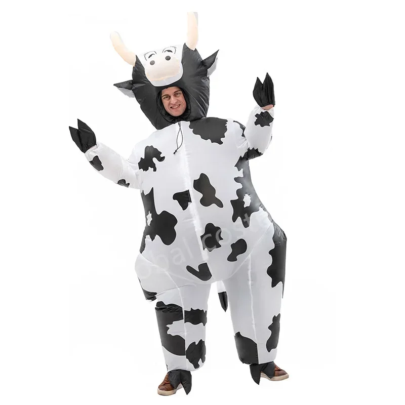 Costume gonflable de vache cosplay pour hommes et femmes, vêtements d'animaux amusants, robe de paupières, fête de carnaval, spectacle, jour de Thanksgiving, vacances, MN11