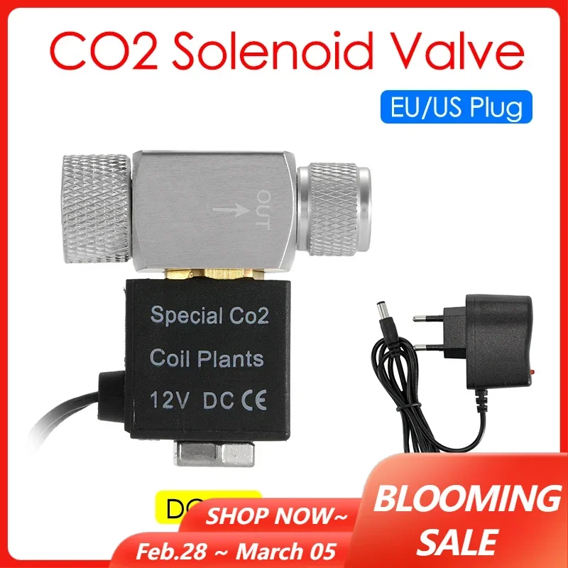 Elettrovalvola CO2 in lega di alluminio Regolatore valvola magnetica elettrica DC 12V per kit generatore di anidride carbonica per acquario