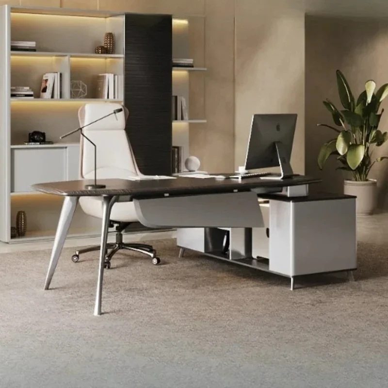 

Manager Luxury Executive Desk Hutch Organizer L Shape Black Drawers Office Table Computer Study Mesa De Escritorio Home Office