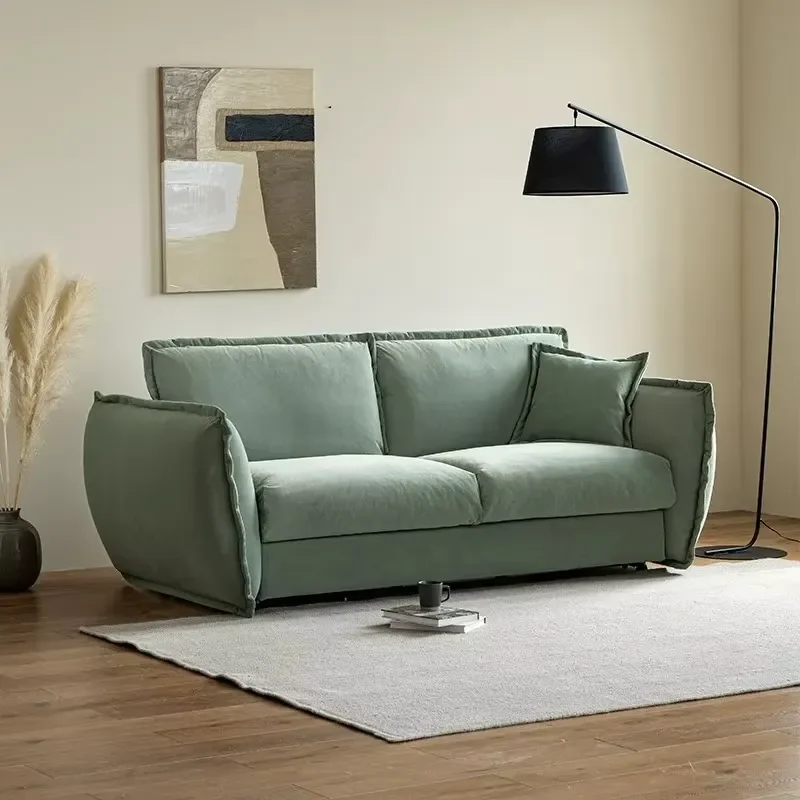 Modern Foldable Fabric Convertible Sofa Bed with Metal Frame for Small Space Living Room Multi-Purpose 3-Seater Home
