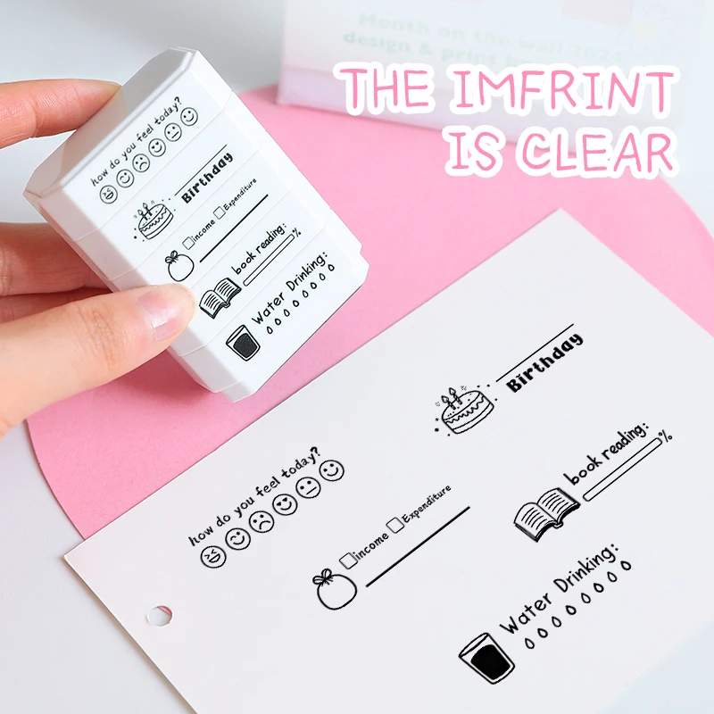 5-layer Stamp for Journaling & Planner Stamps - Tracking of Birthdays, Water Intake, Expenses, Reading Log, Mood Diary - Gift