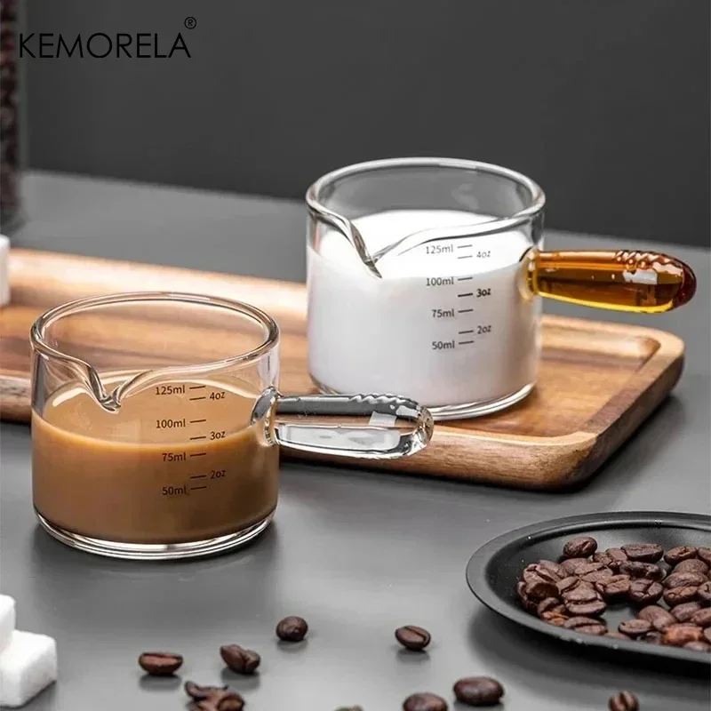 

1PC 60/125ml Clear Scale Measuring Glass Espresso Cup with Handle Milk Jug Coffee Measuring Cup Home Barista Accessories
