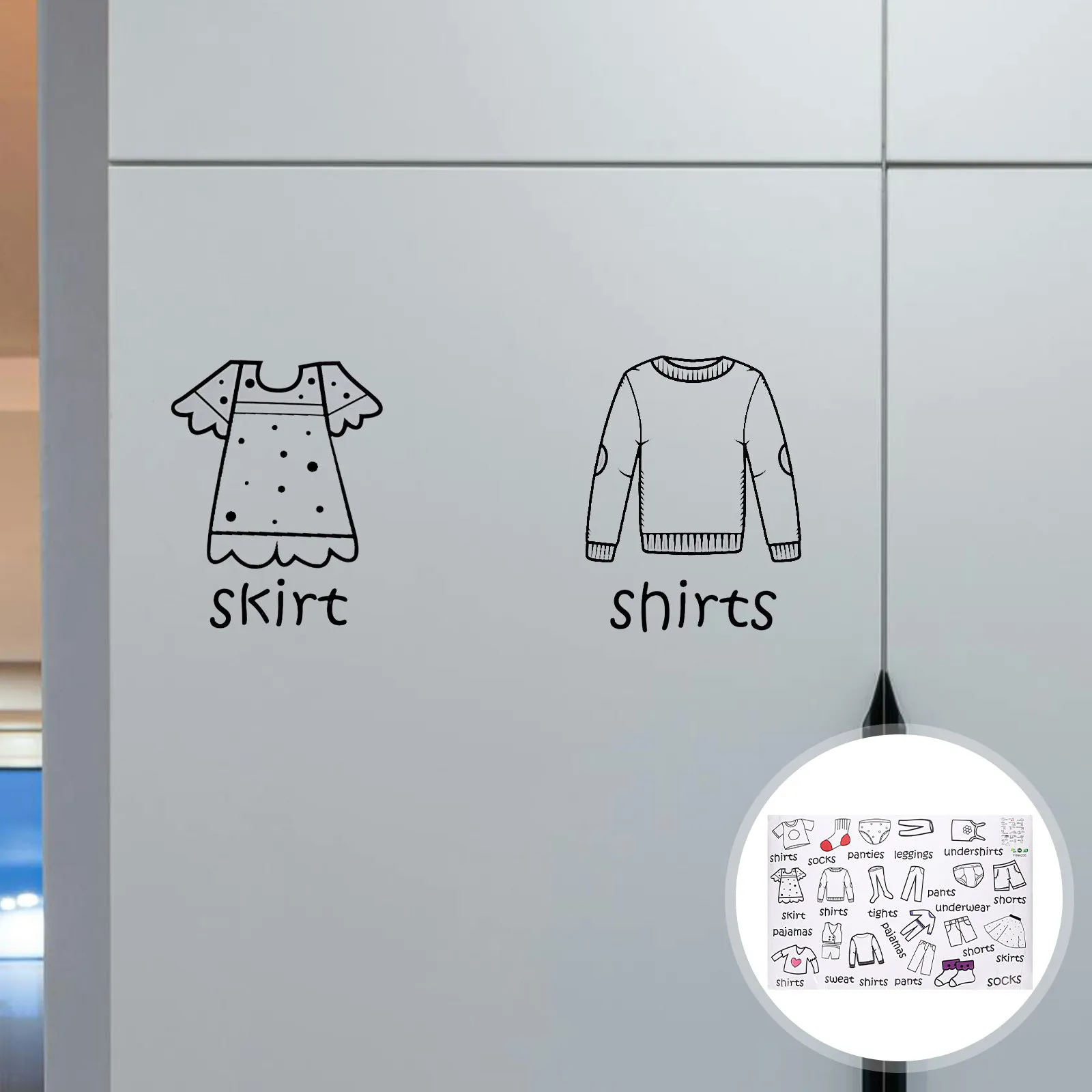 2 Sheets Removable Clothes Sticker Wardrobe Decoration Closet Organization Labels Laundry Clothing Classification Dresser