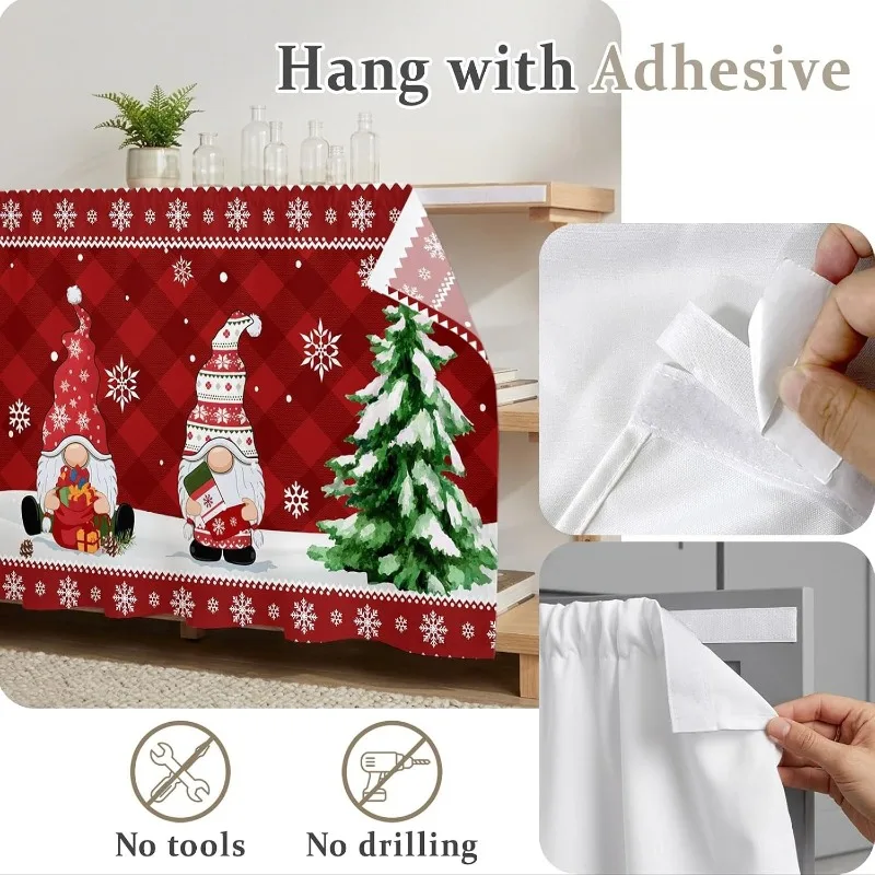 New  Cabinet Curtains,Christmas Patterns Sink Skirt for Bathroom Kitchen  Ruffles Cabinet Curtains for Classroom Home Farmhouse