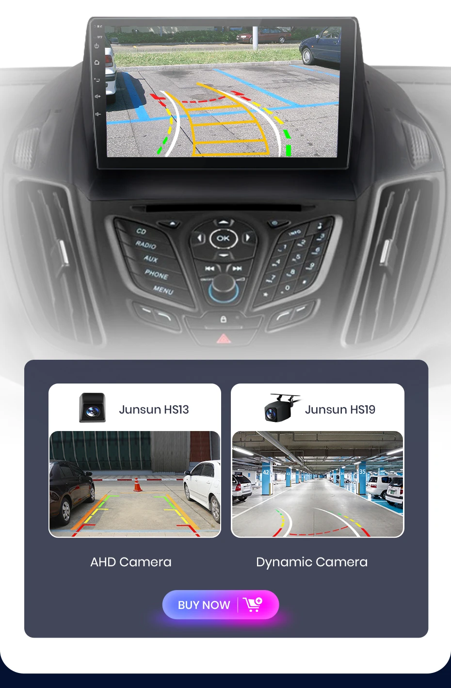Junsun Drahtlose CarPlay Android Auto Auto Radio Für Ford Escape Kuga 2 C-MAX 2013-2016 GPS Multimedia 2din System – Detail 19