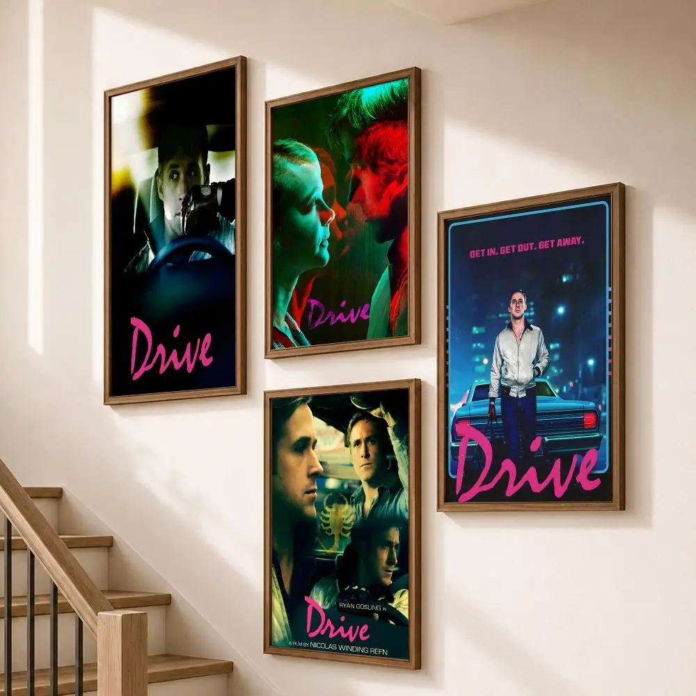 Movie Neon Noir Thriller Drive Classic Poster HD Self Adhesive Wall Decor for Bedroom Dorm Room Office Gaming Room Gift