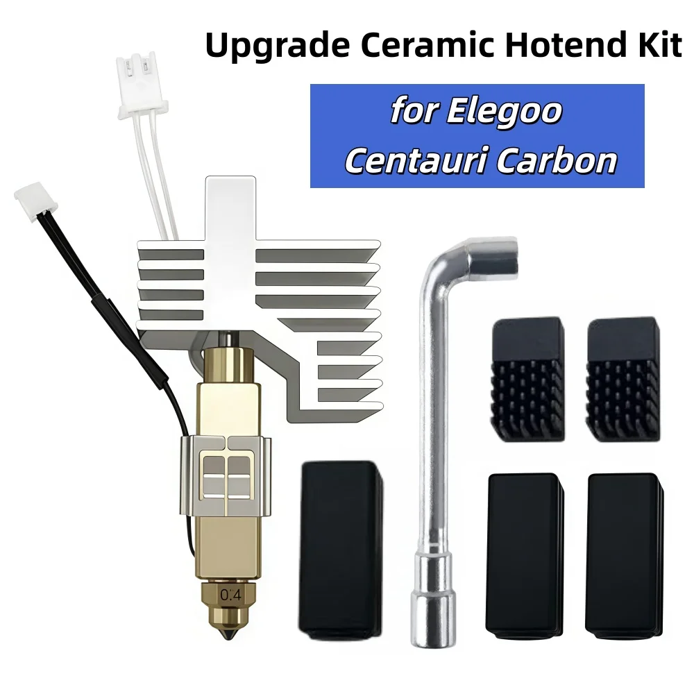 

0.4MM Ceramic Hotend for Elegoo Centauri Carbon Print Head Extruder Kit Hot End Heat Sink Hardened Steel Brass Nozzles