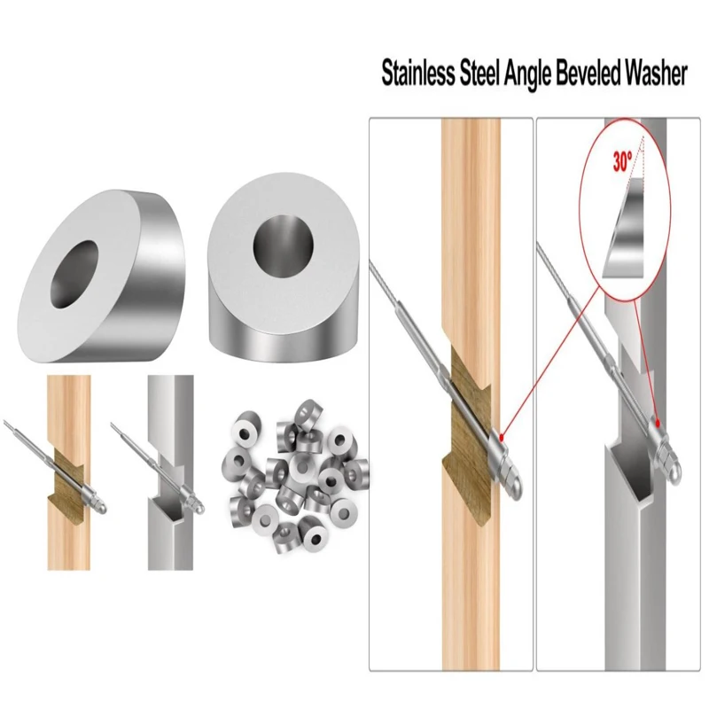 New Stainless Steel Cable Railing Stair Ends 1/4