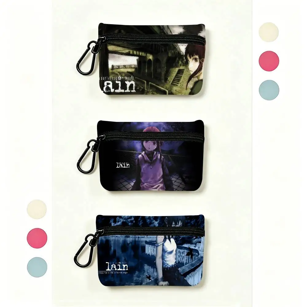 Serial E-Experiments L-Lain Anime Wear-resistant Oxford Cloth Coin Purse Portable Backpack Hanging Card Storage Bag