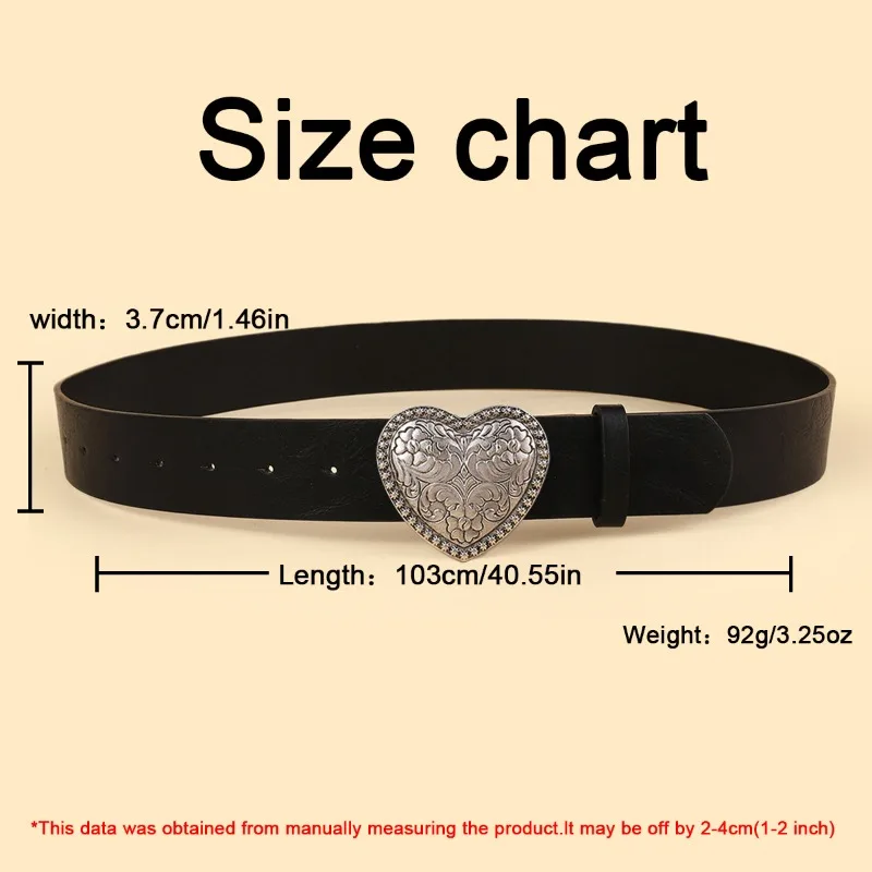 New Fashionable Retro Tibetan Heart-Shaped Buckle Belt for Women Korean-Style Versatile Wide Belt Fashion Accessory Belts