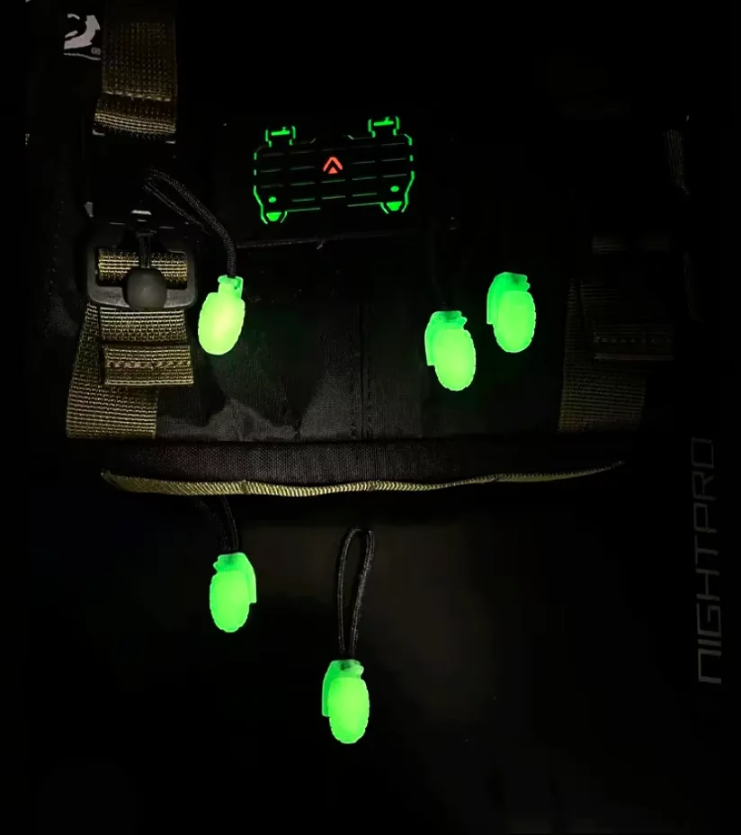 Grenade-Shaped Tactical Backpack Luminous Pull Head Mountaineering Bag Outdoor Zipper Rope Alternative Paracord Pendant