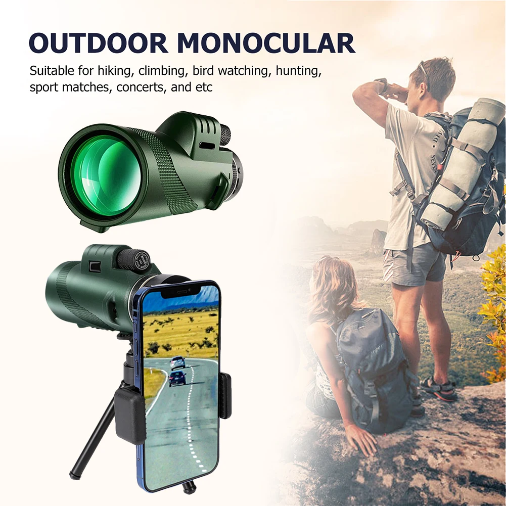 

HD 80X100 Monocular Professional Telescope with Tripod Phone Clip Low Light telescope for camping watching ball game hunting