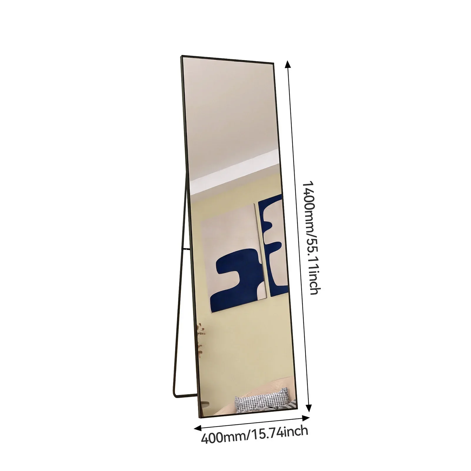 Fangange Staande Spiegel, Spiegel op Volle Lengte met Aluminium Frame, Grote Wandspiegel Staand/Hangend voor Woonkamer Slaapkamer