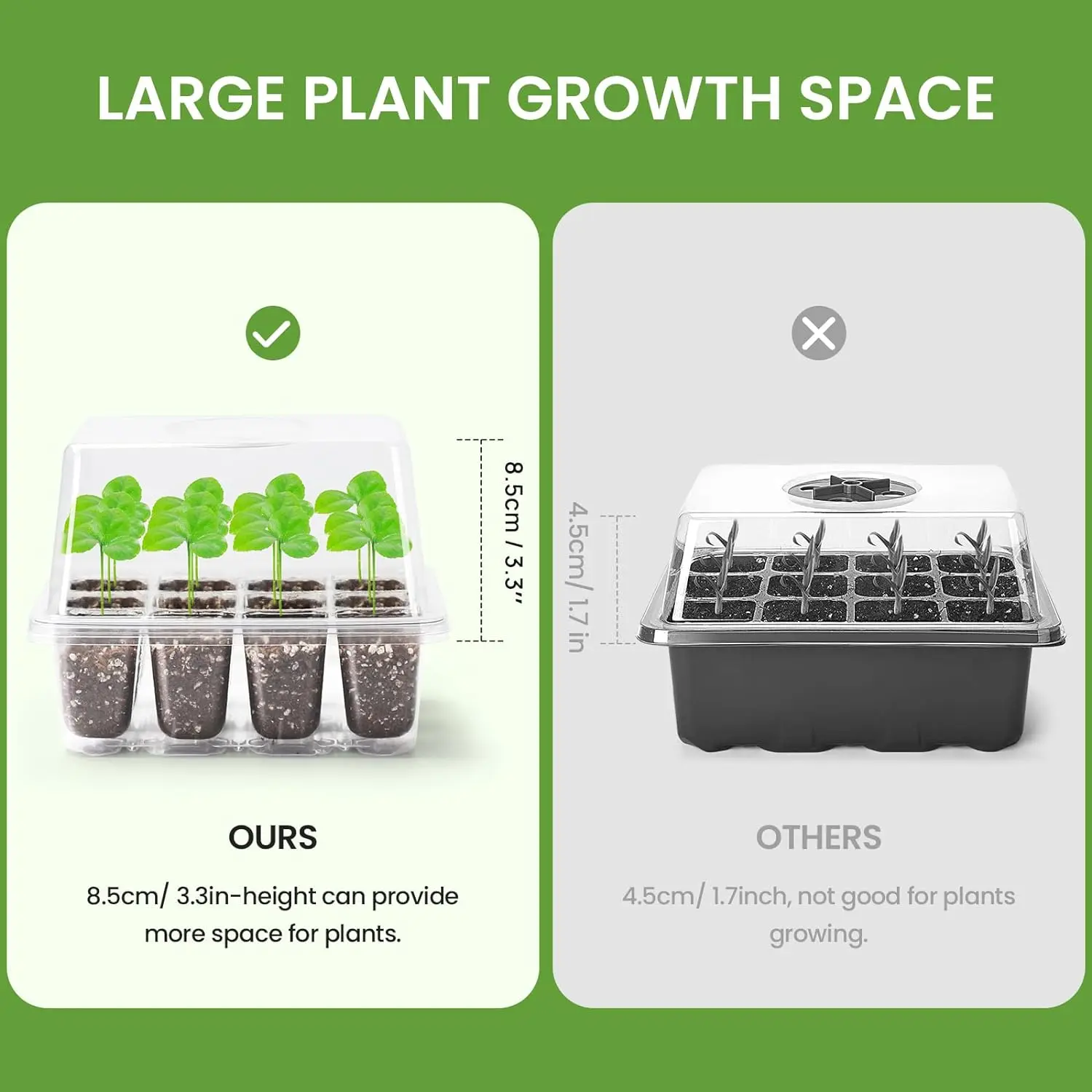 10팩 씨앗 발아 트레이 키트 120셀 투명 플라스틱 온실 정원 조절 가능한 습도 통풍 화분 플랜터