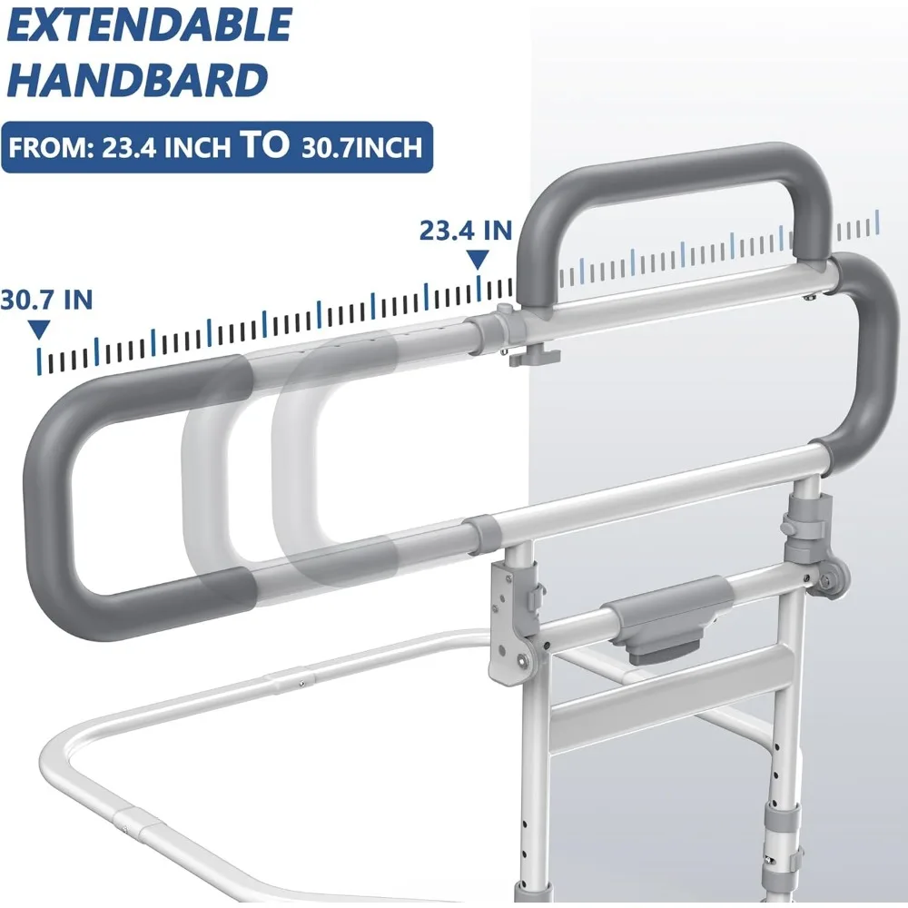 حاجز سرير قابل للتعديل وقابل للطي لسلامة المسنين - يناسب جميع أحجام السرير مع جيب تخزين