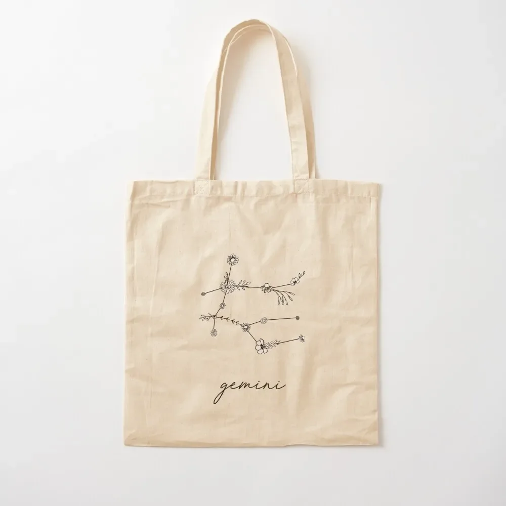 

Gemini Zodiac Wildflower Constellation Tote Bag tote custom canvas bags for beach men