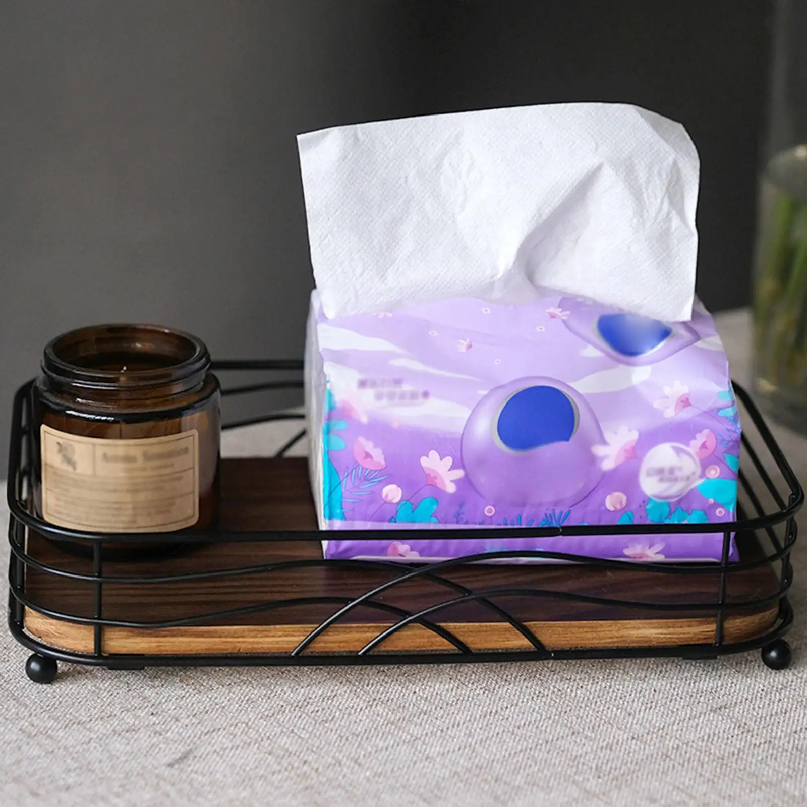 رف تخزين سطح المكتب ريفي متعدد الاستخدامات حامل المناشف الورقية صينية تخزين سطح المكتب للمطبخ والمطعم وغرفة الطعام والمنزل