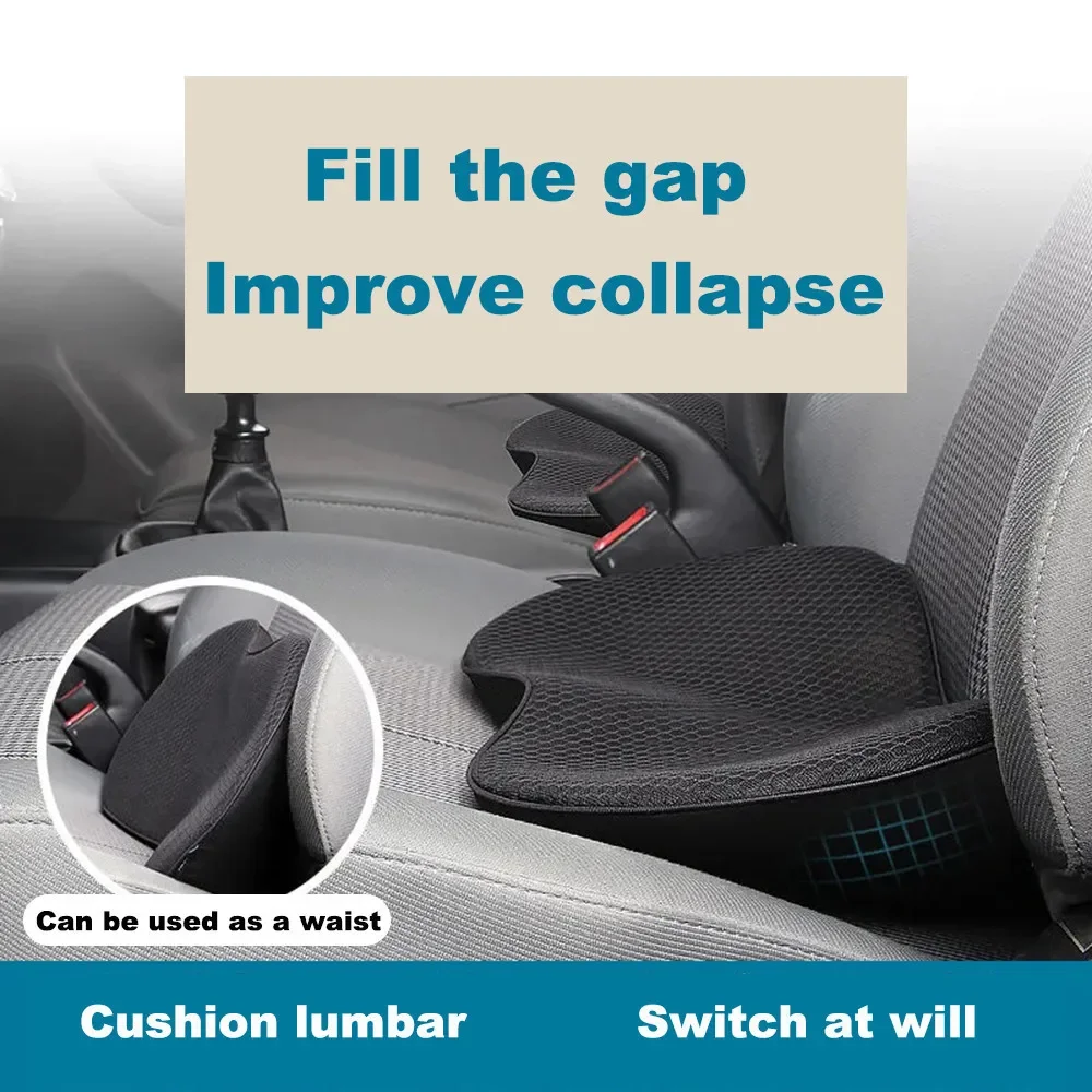 2 in 1 Car Seat Cushion Driver Seat Memory Foam Cushion Pillow Cushion Protection Waist Breathable Increase Hip Car Accessories