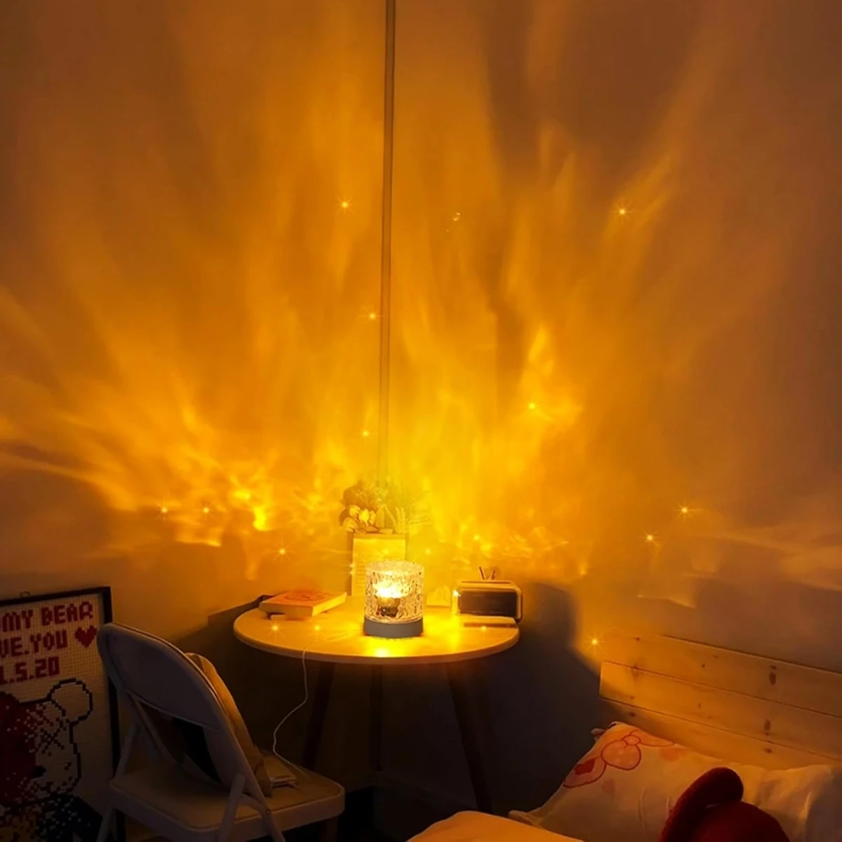 Quadratische Ozeanwellen-Projektionslampe, Farbwechselndes RGB-Nachtlicht, USB-Dekoratives Stimmungslicht für Schlafzimmer, Spielzimmer, Heimparty – Detail 11
