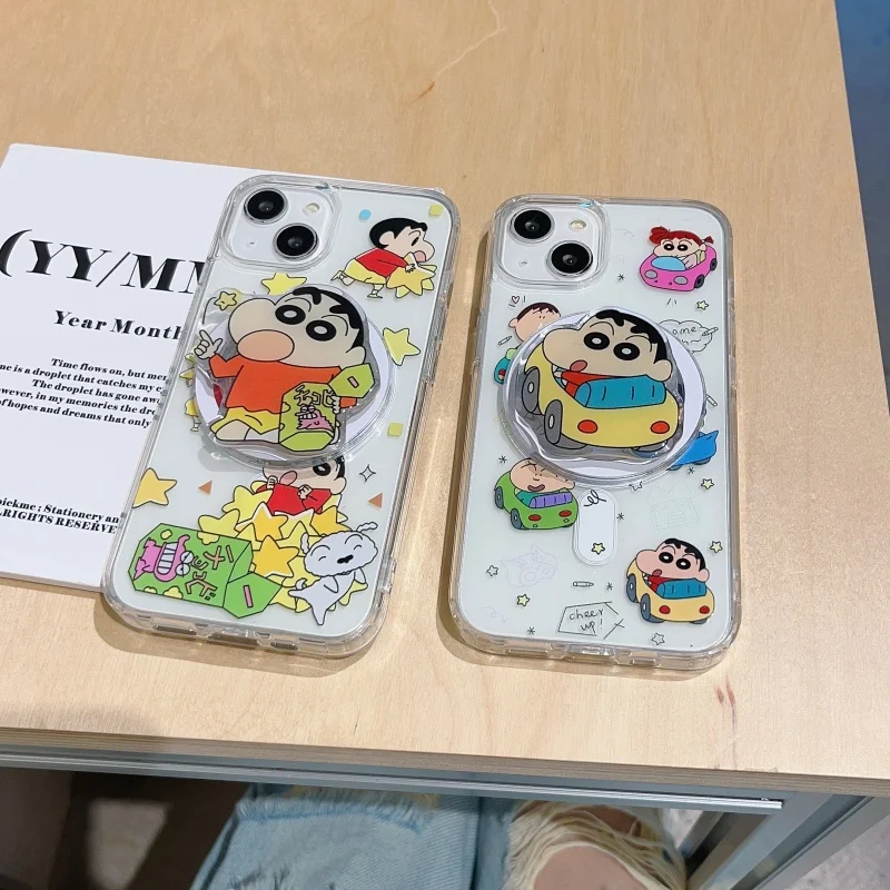 

Cartoon snot Boochan Cute Crayon Shin-chan Magsafe Wireless Charge Case For iPhone 11 12 13 14 15 16 Pro Max 3D Magnetic Holder﻿