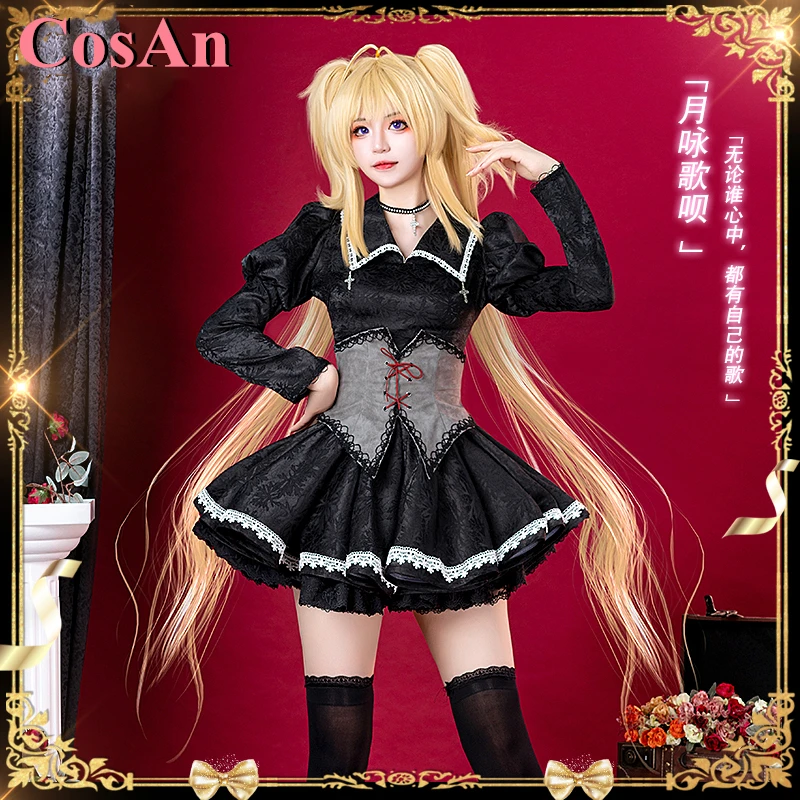 CosAn Anime Shugo Chara Tsukiyomi Utau Cosplay Costume Sweet Gorgeous Black Angel Dress Activity Party Role Play Clothing