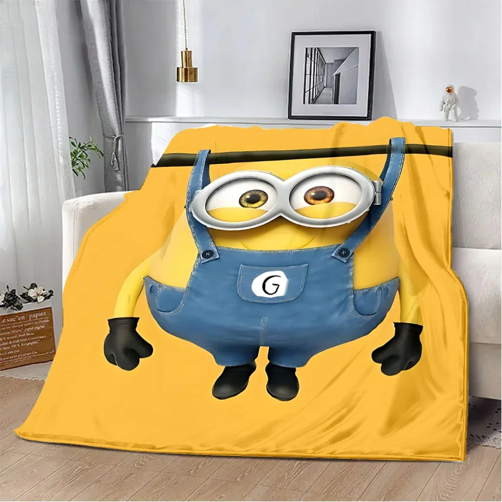 Printed Blanket Picnic Blankets Warm Blanket Soft and Comfortable 3D Printed Cartoon Cute Big Eyes A-Minions Blanket Home Travel