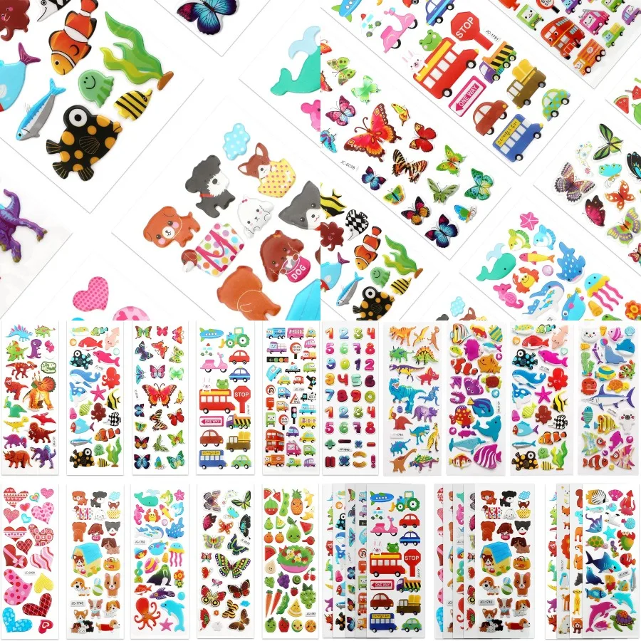 

3D Stickers for Toddlers 500+ Puffy Stickers Variety Pack for Scrapbooking Bullet Journal Including Animal Numbers Fruits Fish