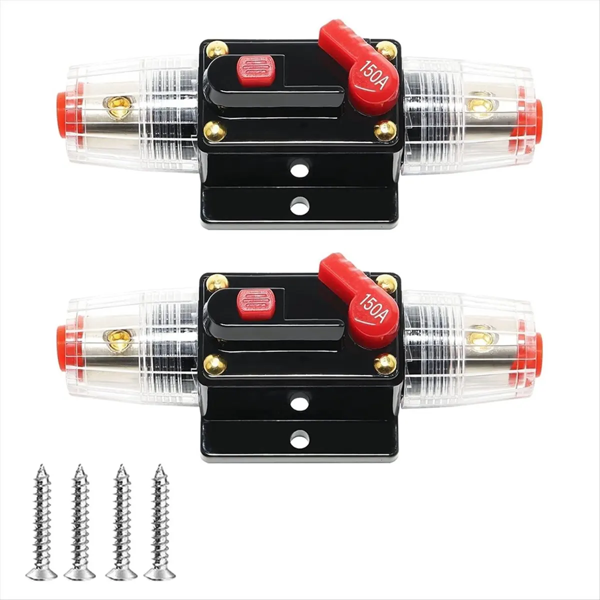 DTC5 150A Audio Inline Circuit Breaker with Manual Reset 12-24V, 4-12 AWG 150 AMP Circuit Breaker Inline Fuse for Car Audio