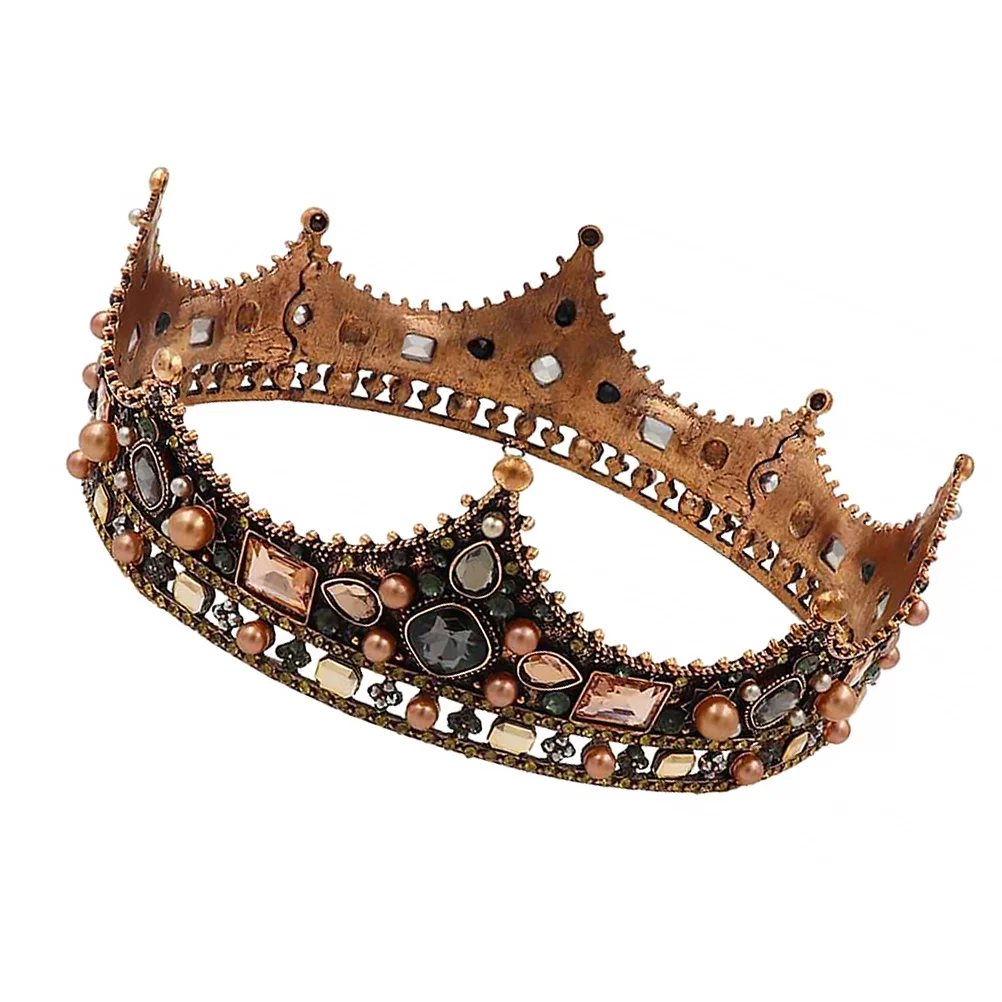 

Pearl Alloy Crown Tiara Retro Style Rhinestone Bridal Headwear Wedding Hair Accessories Elegant Shine Headdress for Bride