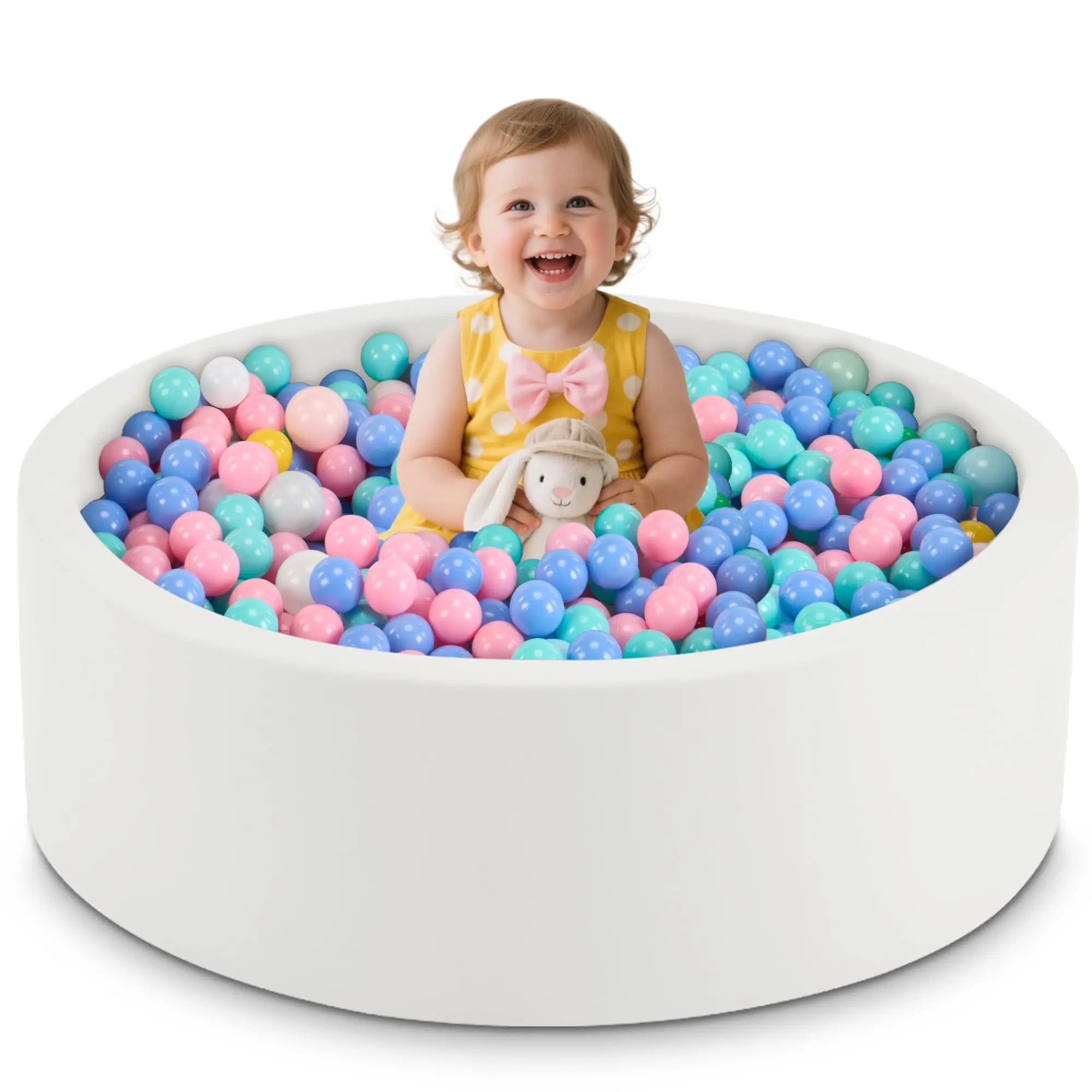 Foam Ball Pit for Toddlers, Soft Round Baby Ball Pit 35.4