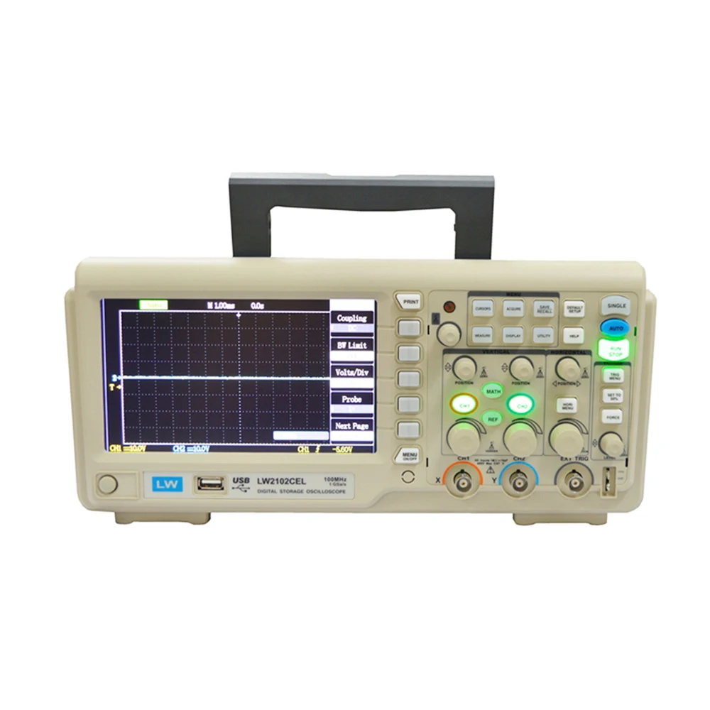 LW-2102Cel hohe Qualität 100Mhz mit 2-Kanal Digital Speicher oszilloskop USB Portable Oszilloskop 1Gs/S 7-Zoll-Farbdisplay