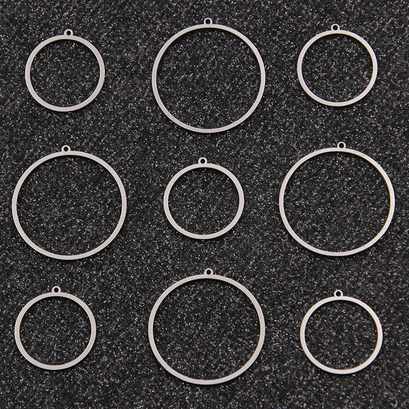 20Pcs 2 Size Geometric Figur Charm Stainless Steel Round Pendant Open Pressed Resin Frame Mold Bezel DIY Jewelry Making