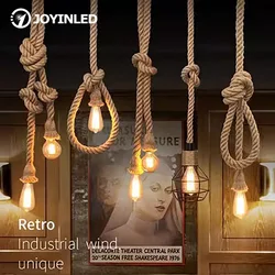 Vintage Hemp Rope Pendant Light Retro Industrial Hanging Lamps Creative Loft Country Style Ceiling Lamps E27 Edison LED Lighting