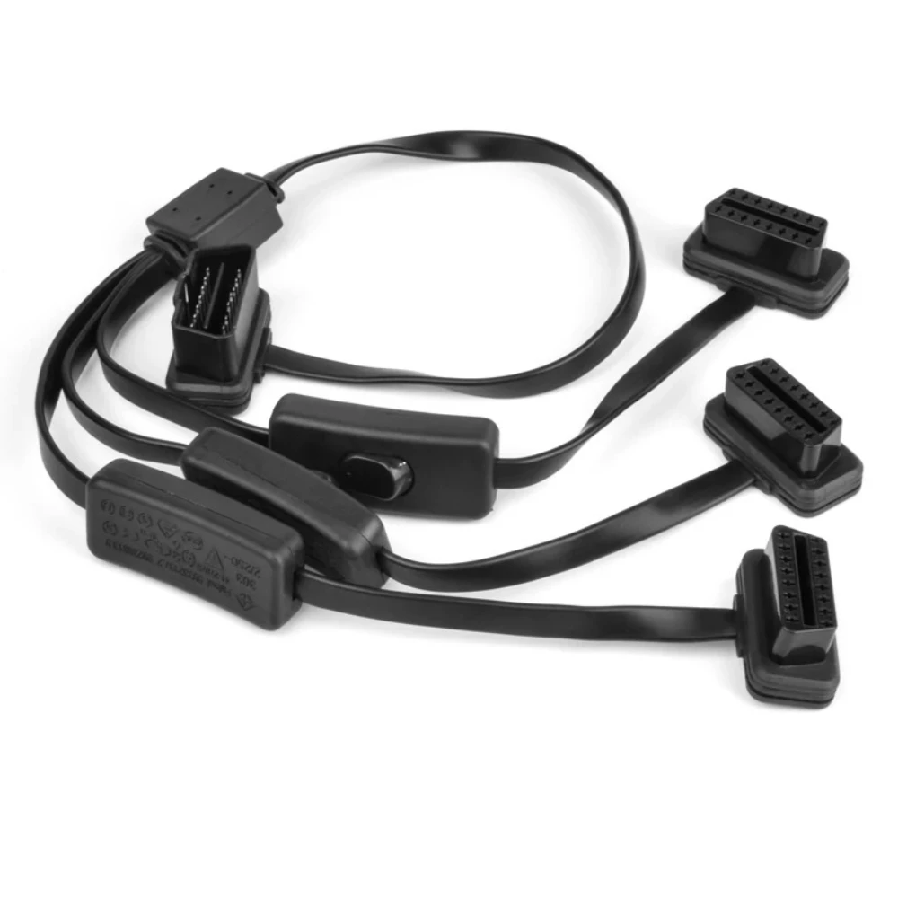 jieyuan OBD2 Splitter Extension 1 to 2 with Switch Y Cable Male two Port To Female ELM327 GPS Auto Diagnostic Connector