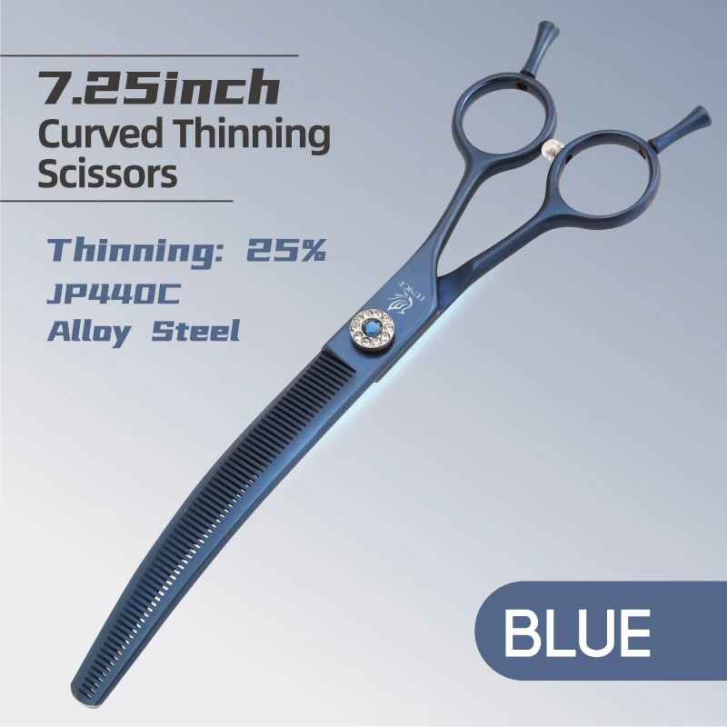 Fenice High-end 7,25 inch professionele hondentrimmerschaar, gebogen uitdun- en chunkerschaar voor hondentrimmers.