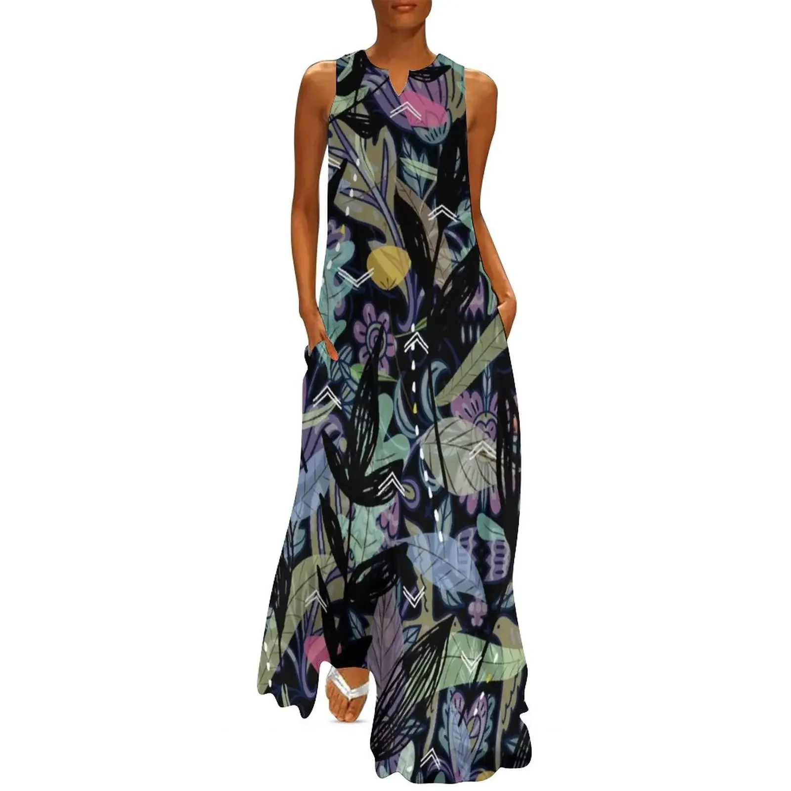 

Colorful Floral Mystical Night Jungle Long Dress long dress women summer clothes for women women party dresses Prom gown Dress