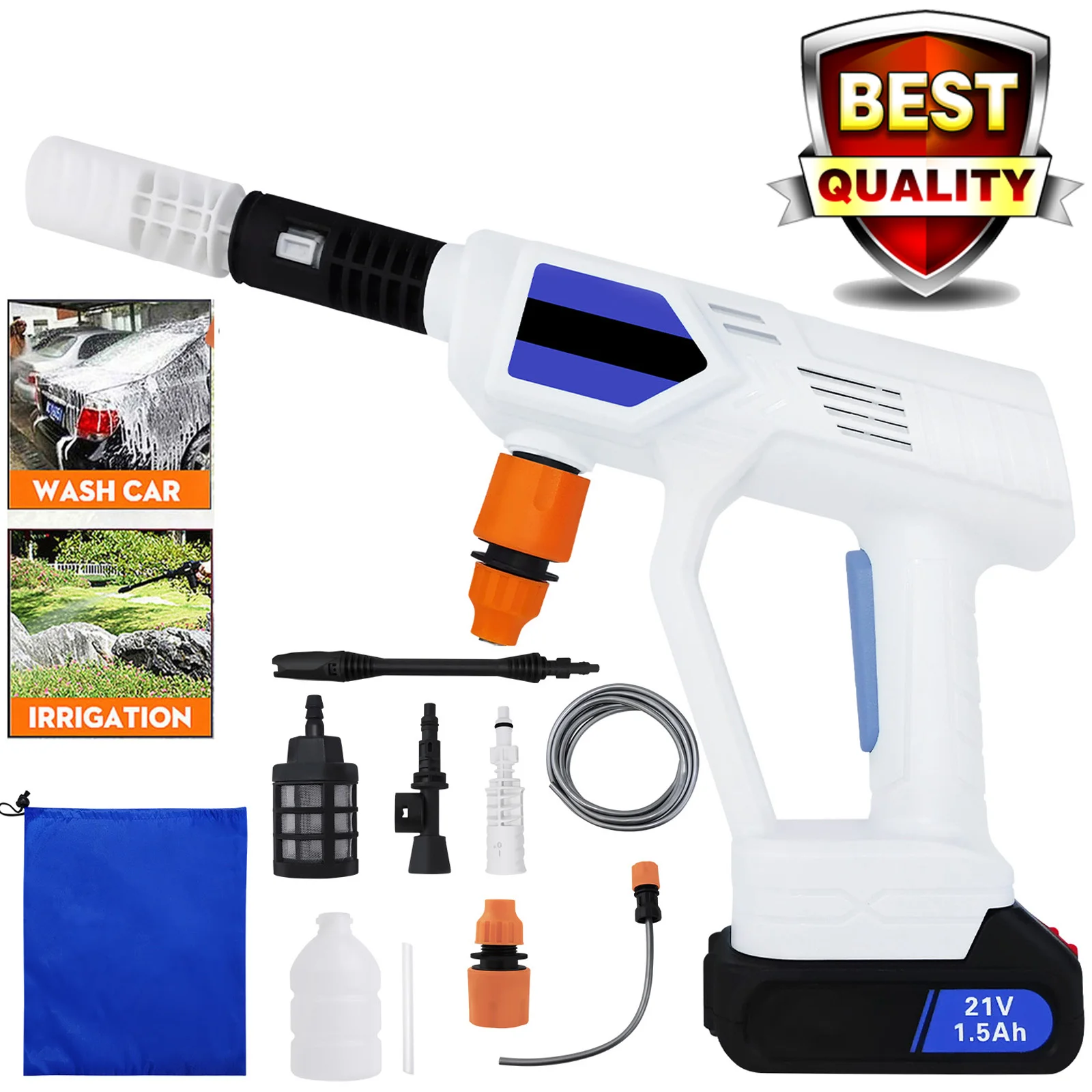 Cordless High-Pressure Car Washing Gun Electric Water Washing Gun Rechargeable Battery Rechargeable Spray Water Electric Tools