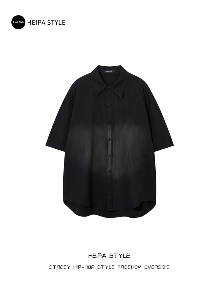 

Retro American Waed adient irt Loose ort Sve ex Summer Faion Brand High Street Sle Youth ular Ne