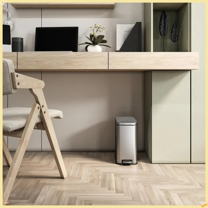 سلة مهملات رفيعة من الفولاذ المقاوم للصدأ سعة 11.4 لتر مع فلتر للرائحة، سلة مهملات حديثة للحمام والمكتب والمطبخ