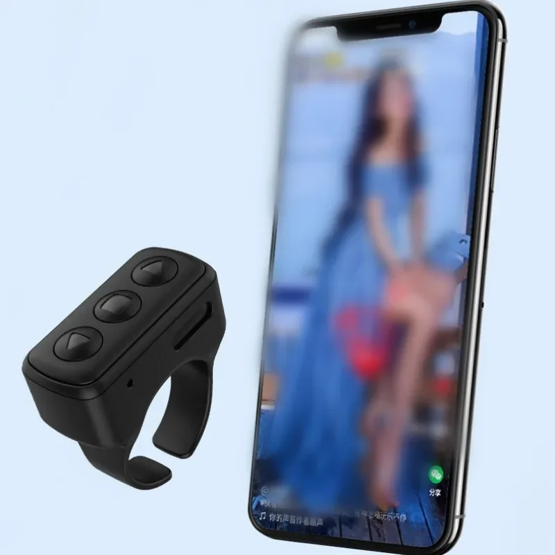 Wireless Bluetooth Mobile Selfie Lazy Artifac Tiktok Remote Control Smart Finger Ring Phone Page Turn Controller for Android iOS