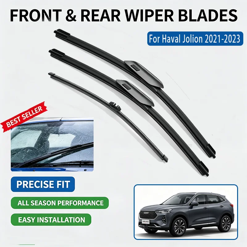 For Haval Jolion 2021-2023 HEV Hybrid Car Front Rear Windshield Wiper Blades Durable Rubber All Weather Clear Vision Auto Access